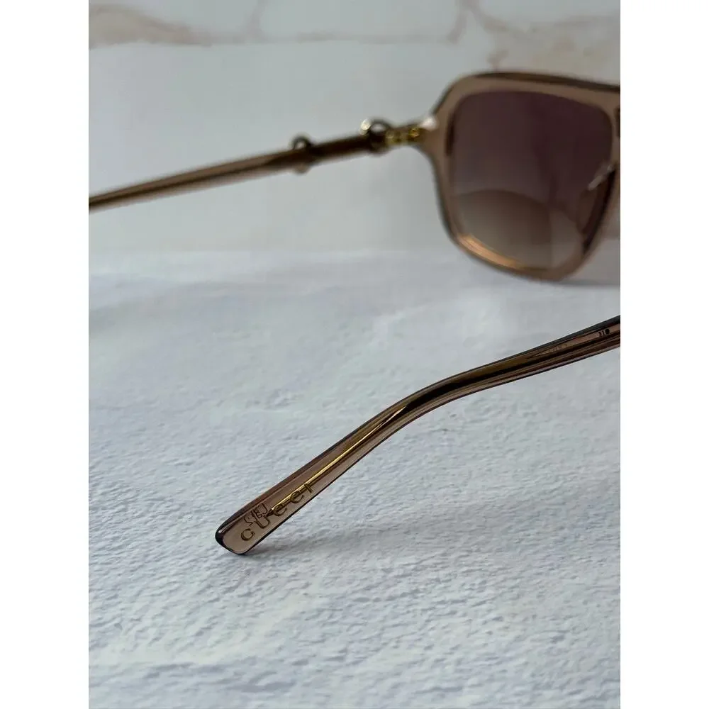 NEW Gucci GG2052S Brown Horsebit Aviator Sunglasses $515